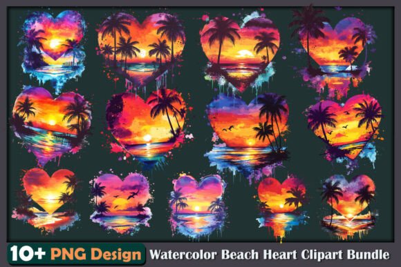 Download Watercolor Beach Heart Clipart Bundle - Premium Bundle