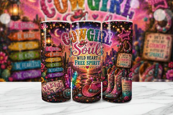 Download Cowgirl Soul Wild Heart Tumbler Wrap - Premium Bundle